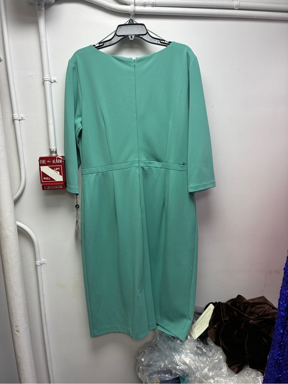 Adrianna Papell Size 14 NWT Green Bow Waist Sheath Midi Cocktail Dress GALA MOB - Picture 10 of 12